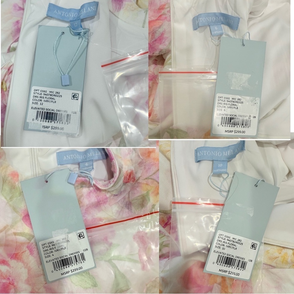 Antonio Melani Iris Linen 3D Floral Print Mockneck Short Sleeve Dress Ivory NWT - Picture 12 of 16